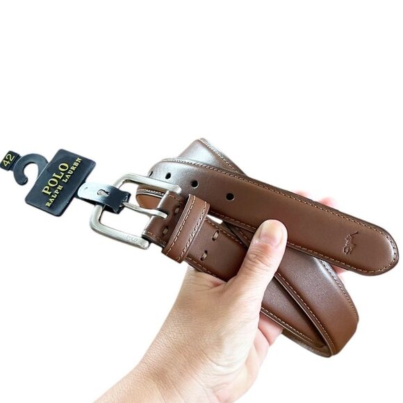 Polo Ralph Lauren Brown Leather Belt Embossed - Picture 1 of 6